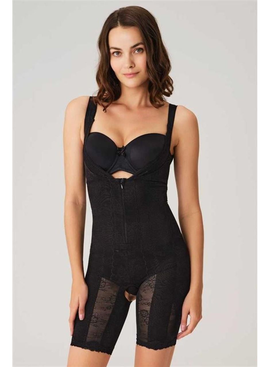 Toparlayıcı Vücut İnceltici Dikişli Fermuarlı Uzun Paca Altı Açık Sıkı Badi Korse