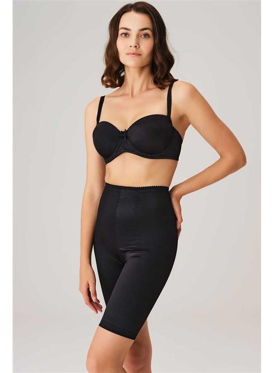 Toparlayıcı Bel ve Bacak İnceltici Dikişli Uzun Paçalı Orta Bel Sıkı Şort Korse