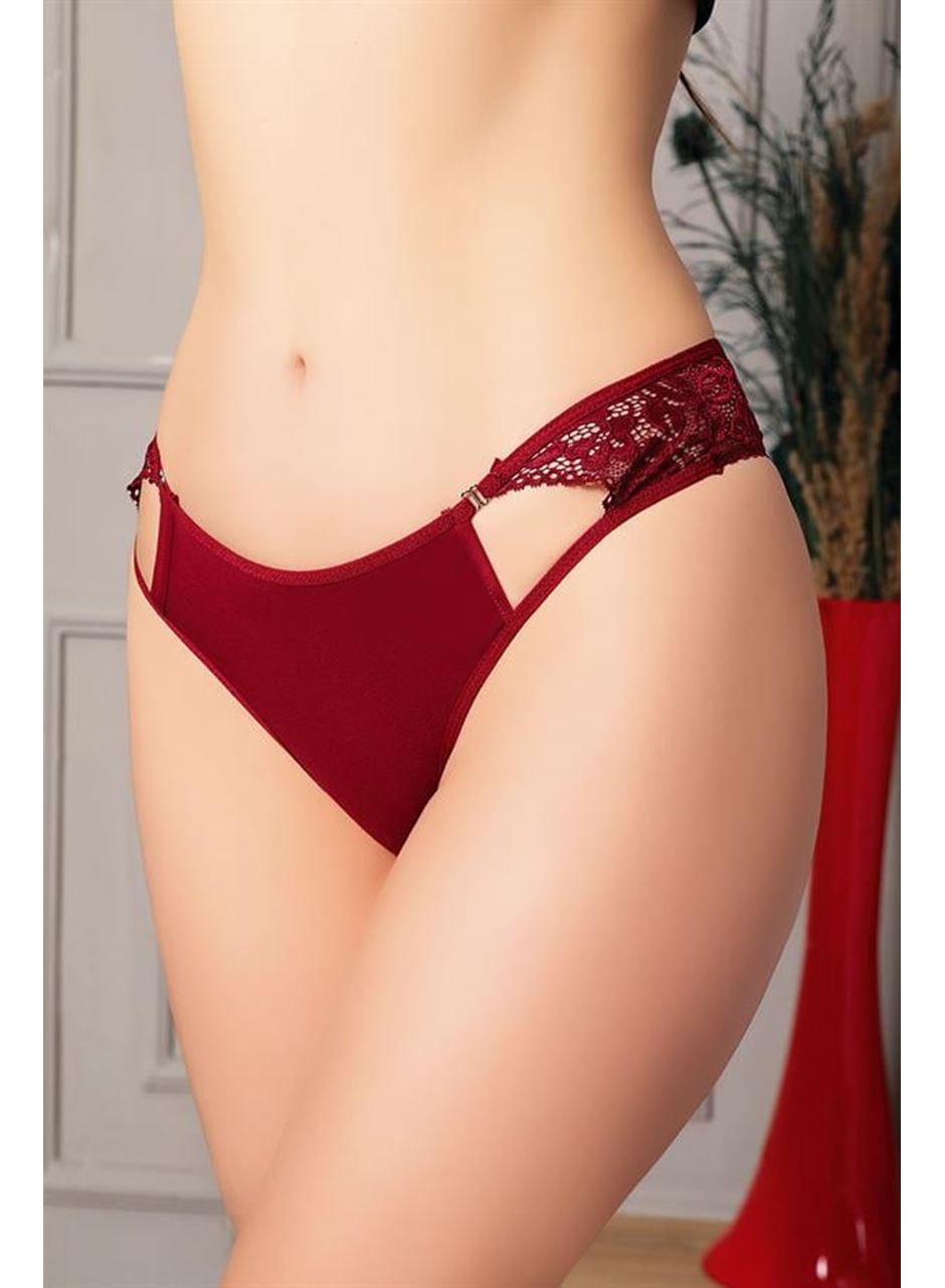 Bordo Bel Kısmı Dantelli Külot
