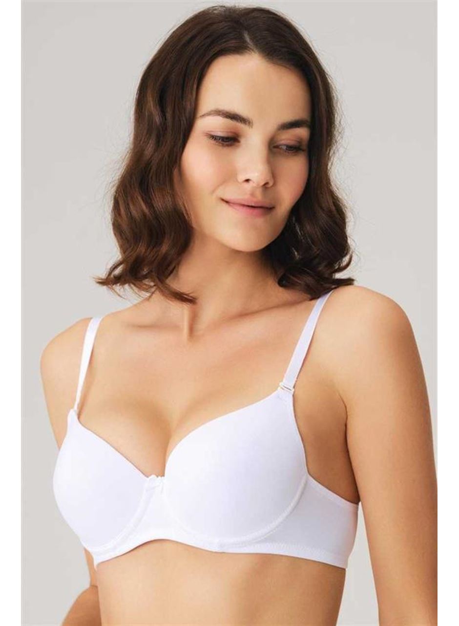 Kadın Balenli Destekli Dolgulu Askıları Çıkabilen Günlük Klasik T-Shirt Sütyeni (3150)