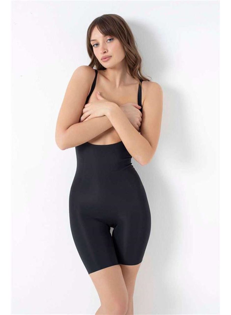 Kadın Mikro Kumaş Göğüs Altı Yapıştırma Paçaları Silikon Bantlı Altı Açık Paçalı Sıkı Badi Korse (2850)