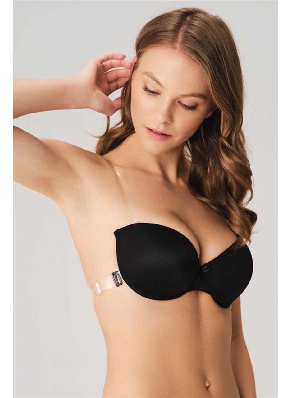 Kadın Balenli Destekli Dolgulu Askısız Straplez Sırtı Şeffaf Sırt Dekoltesi Sütyeni (3689)