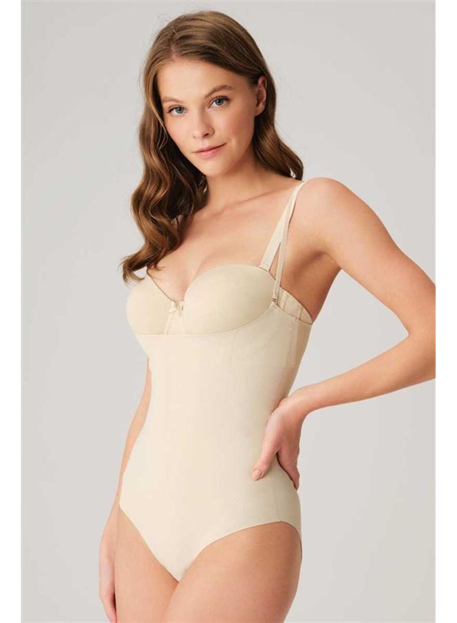 Kadın Mikro Kumaş Göğüs Altı Yapıştırma Paçaları Silikon Bantlı Alttan Kancalı Sıkı Badi Korse (2849)