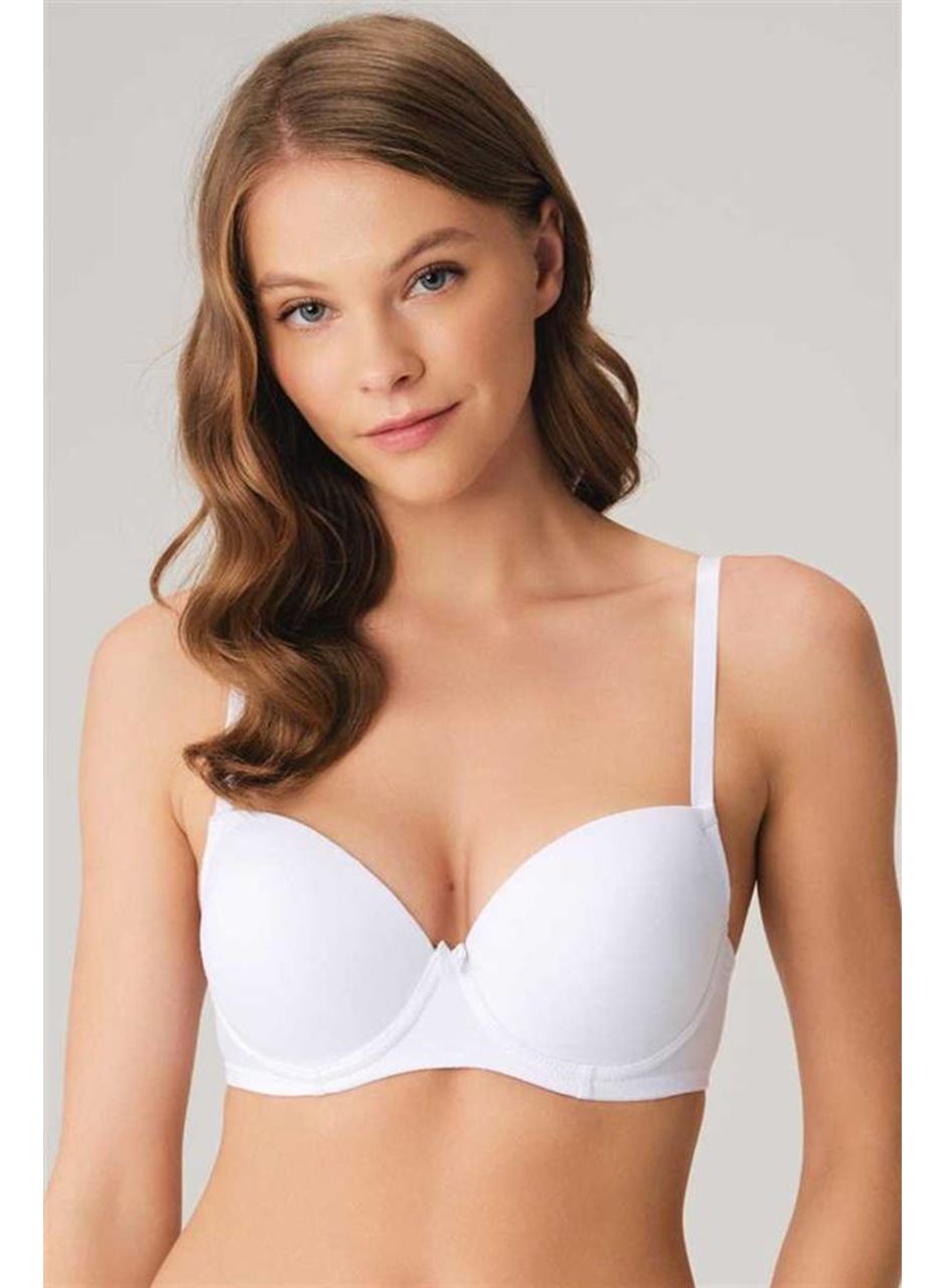 Kadın Balenli Destekli Dolgulu Askıları Çıkabilen Günlük Klasik T-Shirt Sütyeni (3112)