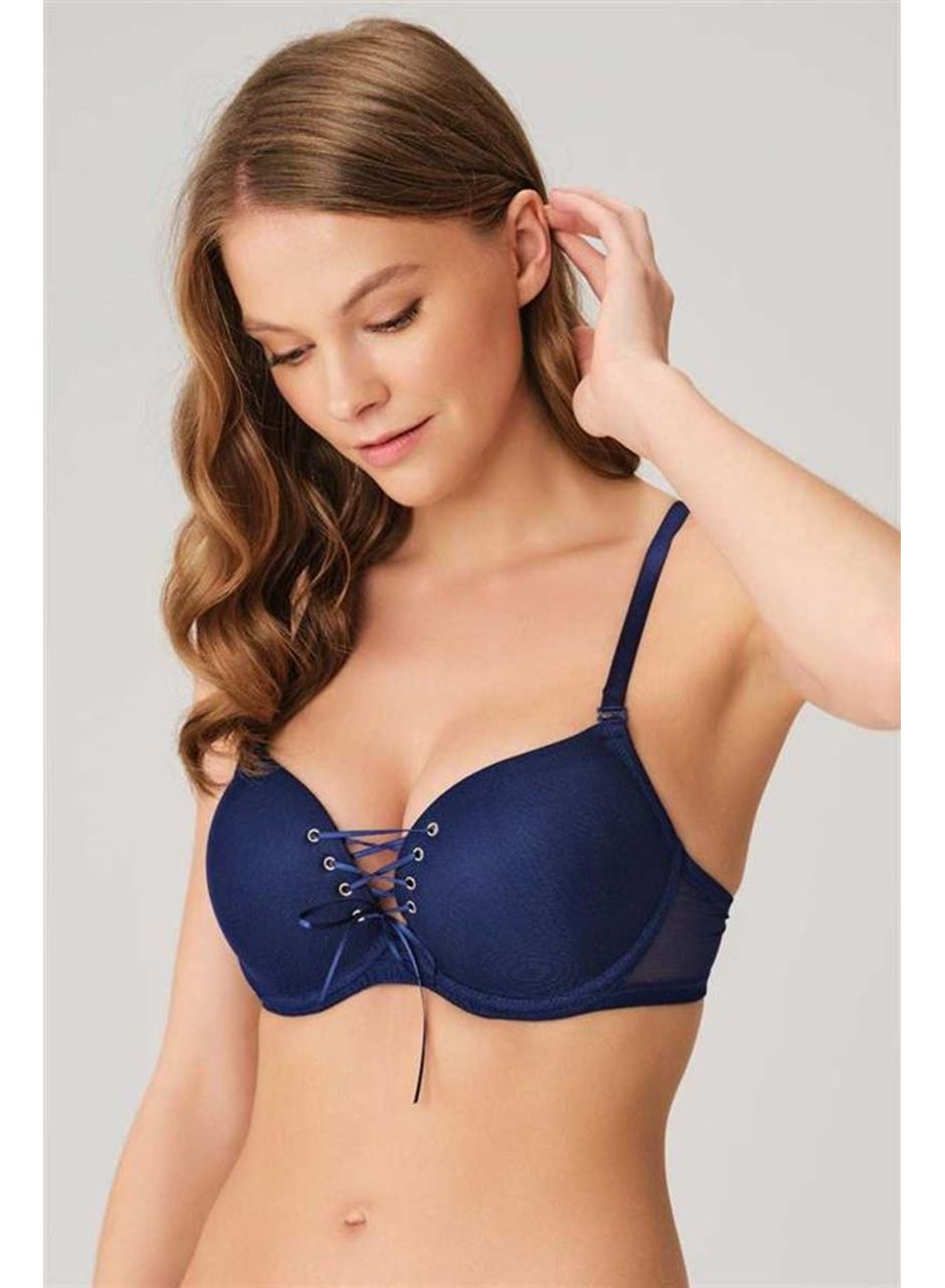 Kadın Balenli Destekli Dolgulu Askıları Çıkabilen Yaka Detaylı T-Shirt Sütyeni (3773)