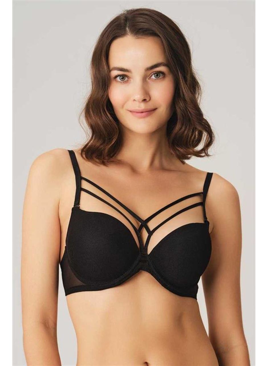 Kadın Balenli Destekli Dolgulu Askıları Çıkabilen Yaka Detaylı T-Shirt Sütyeni (3749)