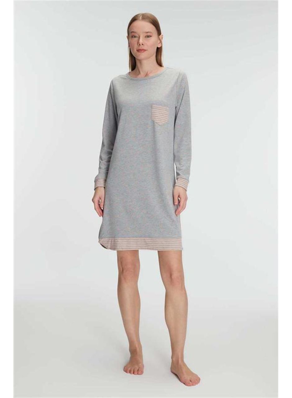 Anıl Kadın Pamuklu Uzun Kollu Gecelik – Yumuşak Dokulu, Nefes Alabilen ve Zarif Ev Konforu 11275