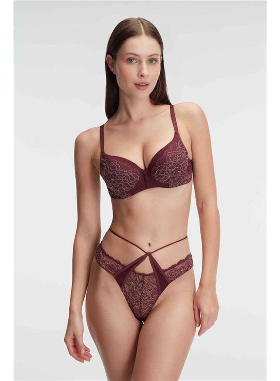 Anıl 4839 Fantezi Çiçek Desenli Destekli Balenli Kaplı Dantel Detaylı İç Çamaşırı Takımı