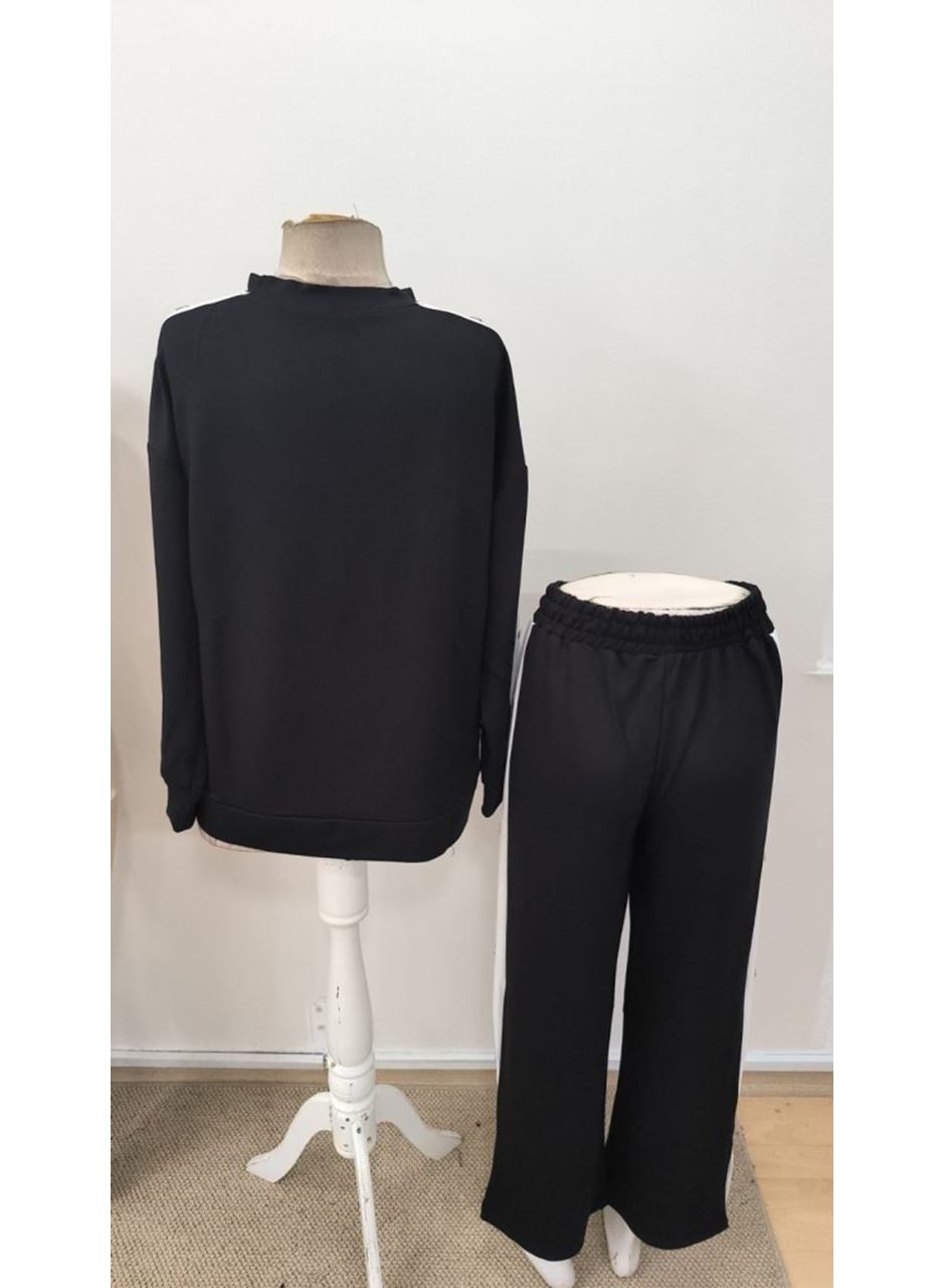 Kadın Uzun Kollu Bisiklet Yakalı Düğmeli Viskon Iki Iplik Bluz Ve Pantolon Ikili Takım