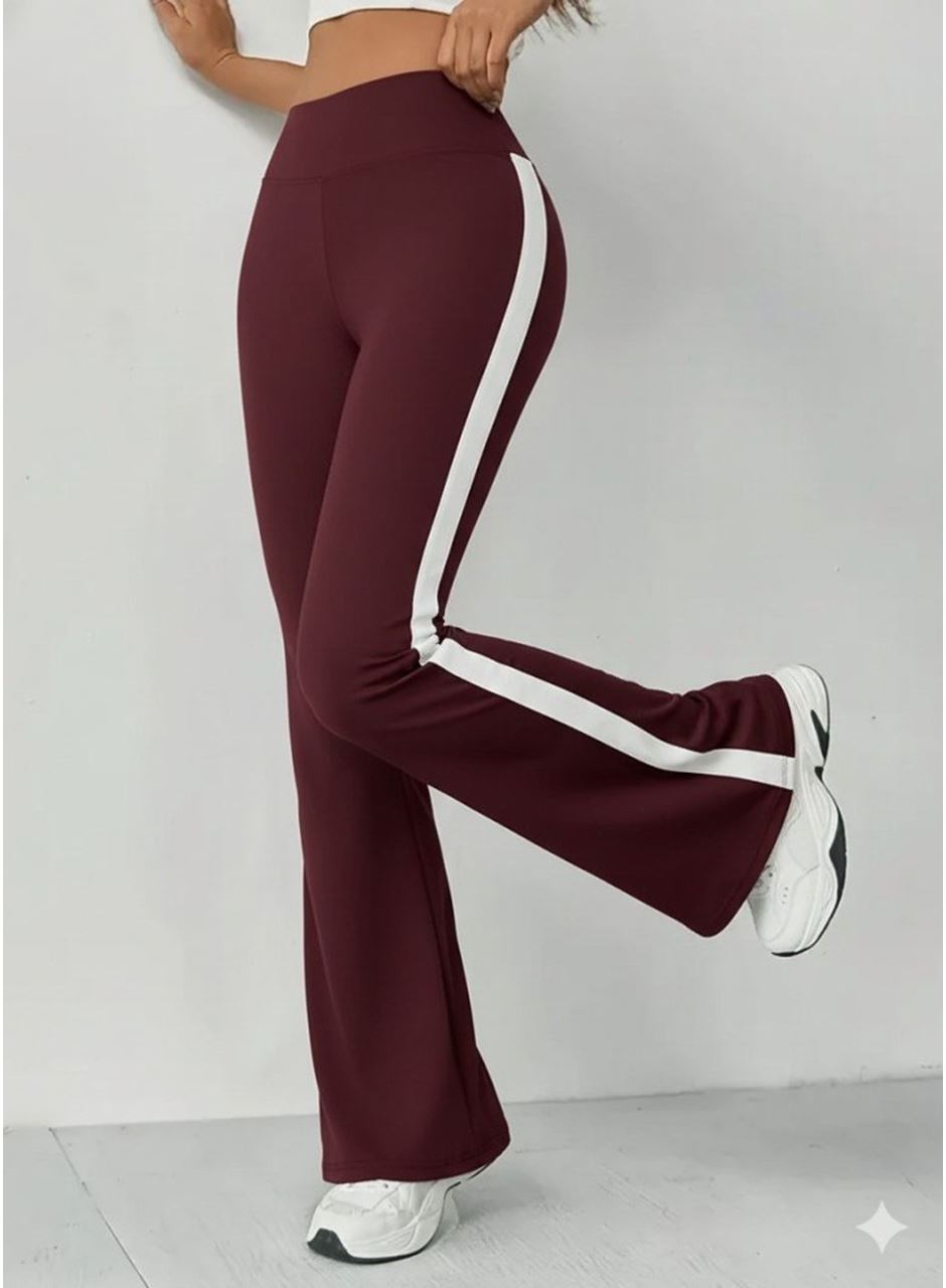 Kadın Yüksek Bel İspanyol Paçalı Yanlardan şerit Detaylı Dalgıç Tayt Pantolon
