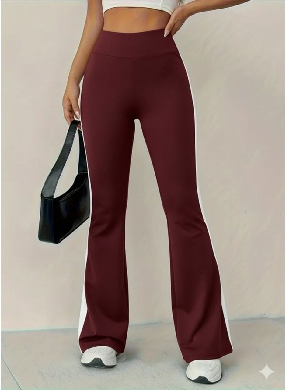 Kadın Yüksek Bel İspanyol Paçalı Yanlardan şerit Detaylı Dalgıç Tayt Pantolon