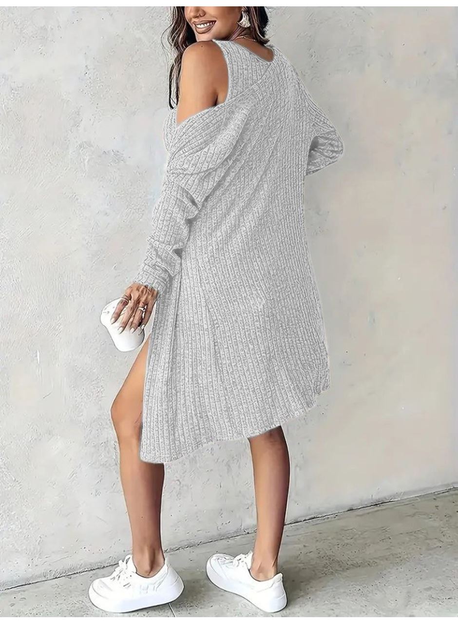 Kadın Askılı Yuvarlak Yakalı önü Düğmeli şardonlu Kaşkorse Mini Elbise Ve Kısa Ceket