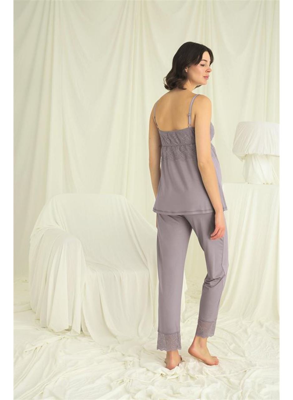 Dantelli Hamile Lohusa 3'lü Pijama Takımı