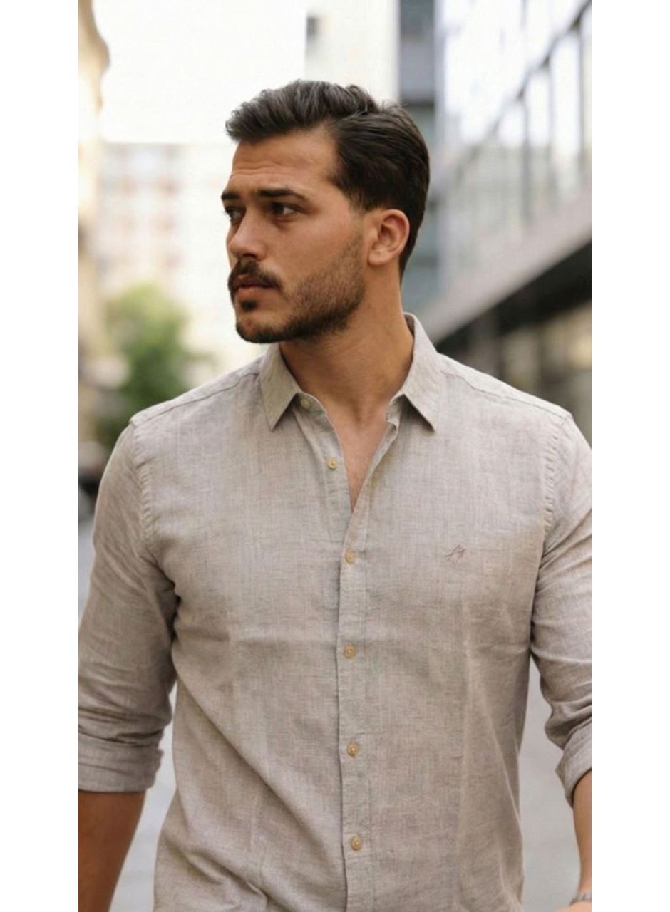 Erkek Uzun Kollu Keten Gömlek