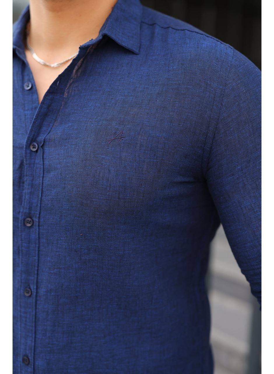 Erkek Uzun Kollu Keten Gömlek