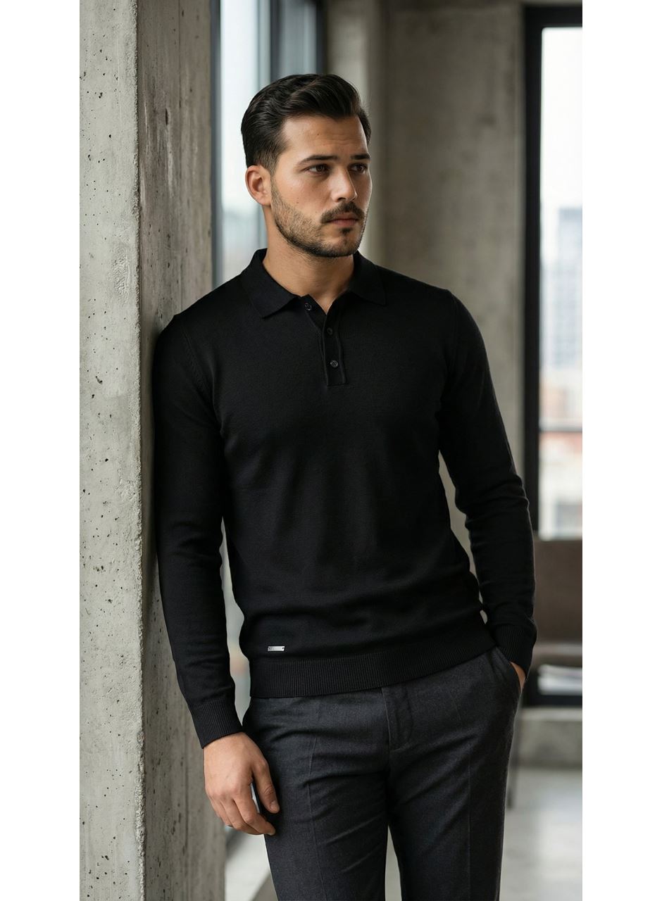 Erkek Düğme Yakalı Triko