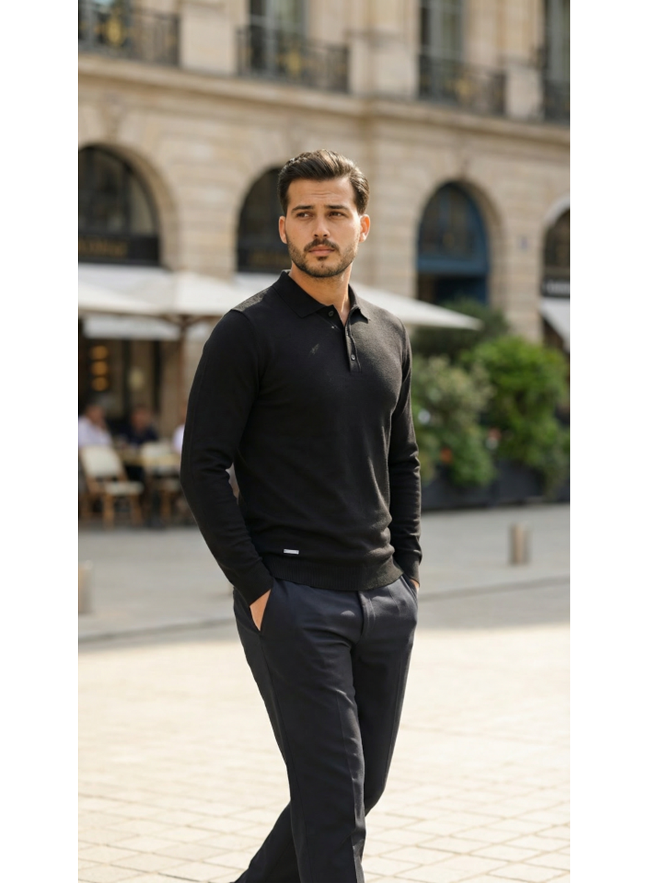 Erkek Düğme Yakalı Triko