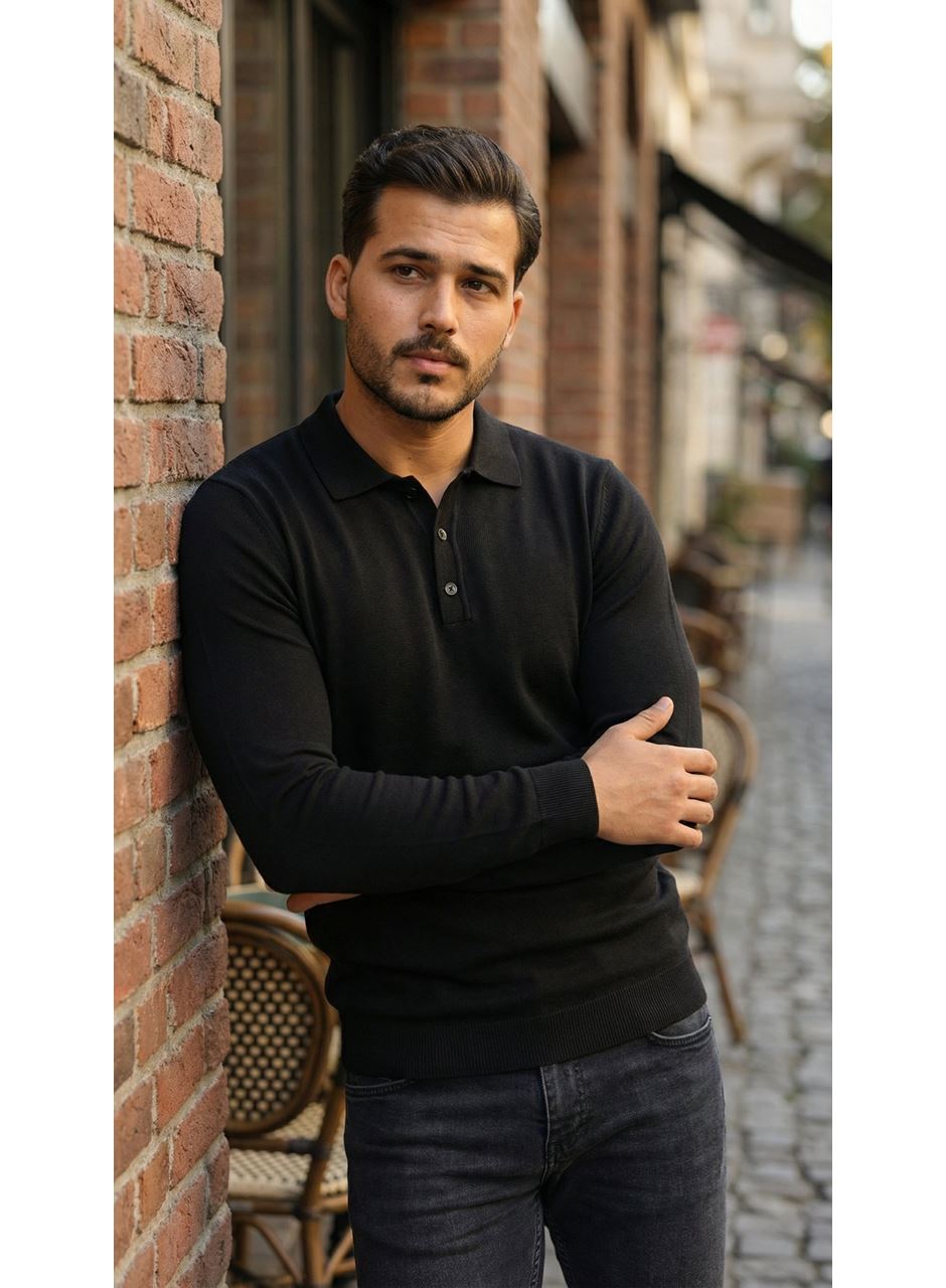 Erkek Düğme Yakalı Triko