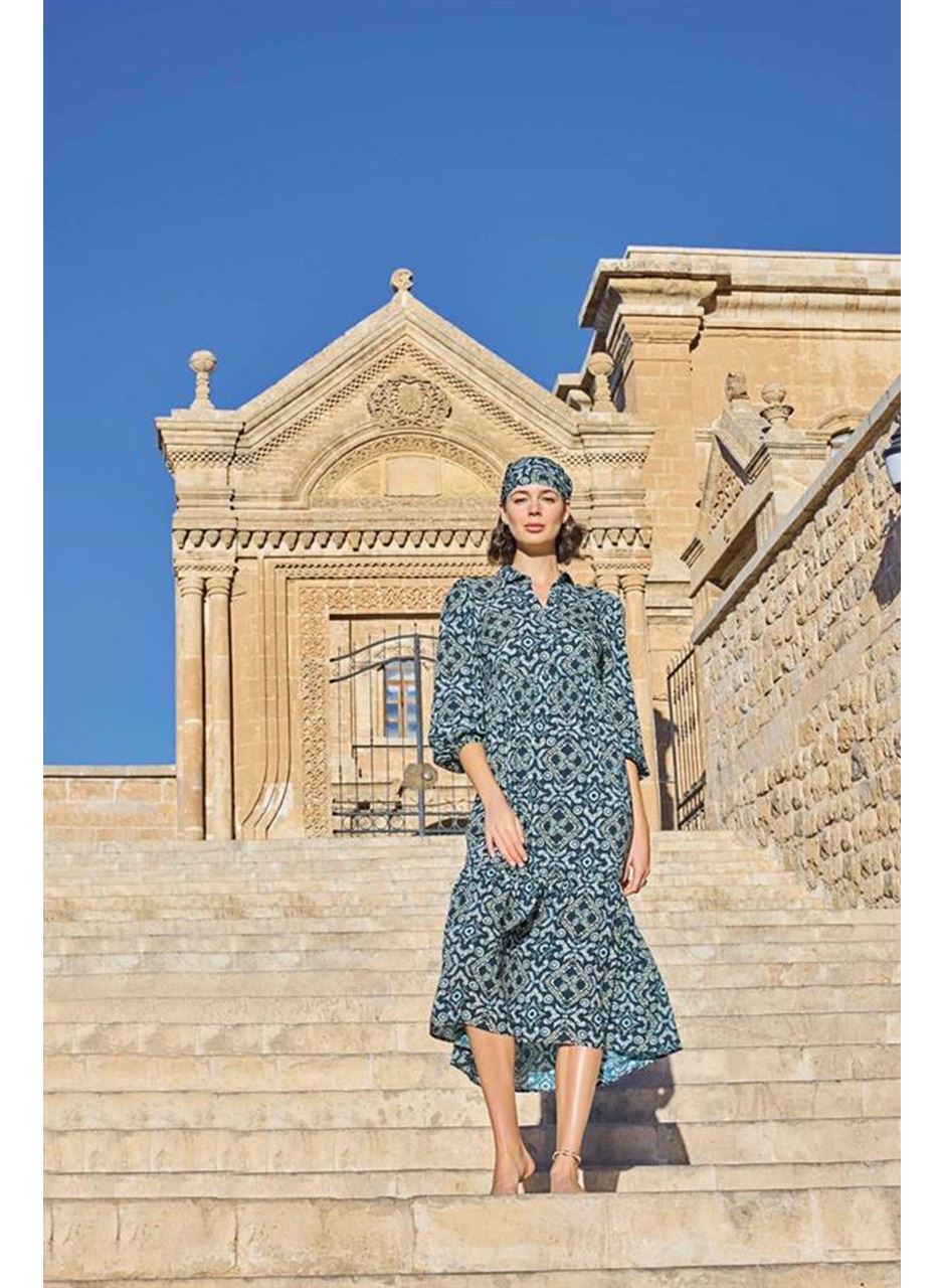 Etnik Desenli Truvakar Kollu Elbise