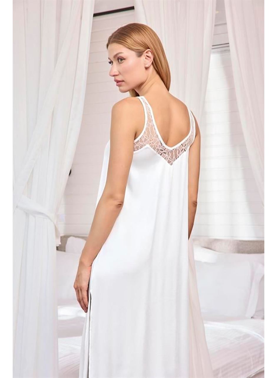 Dantelli ve Dekolteli Saten Sabahlık Takımı