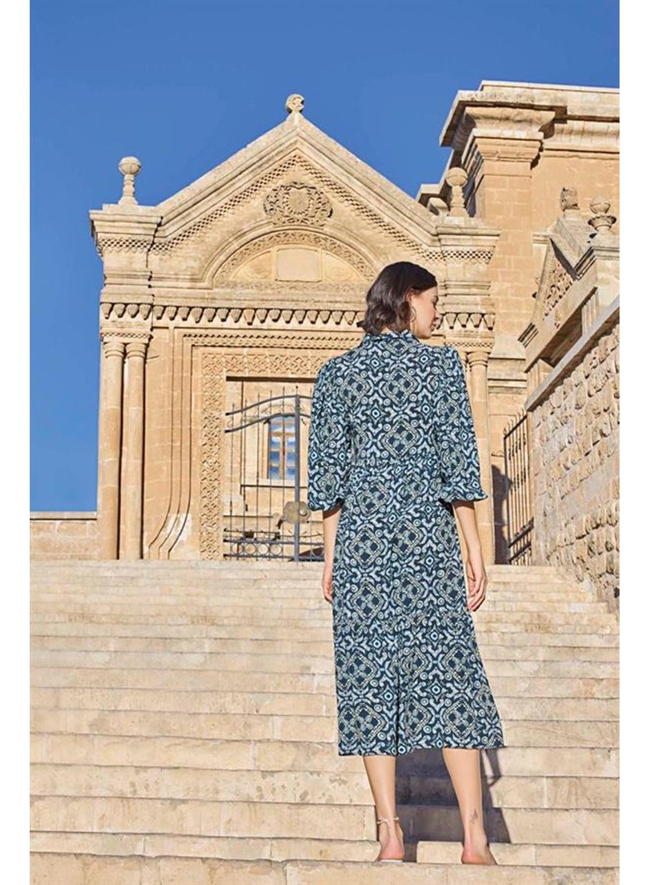 Etnik Desenli Truvakar Kollu Elbise