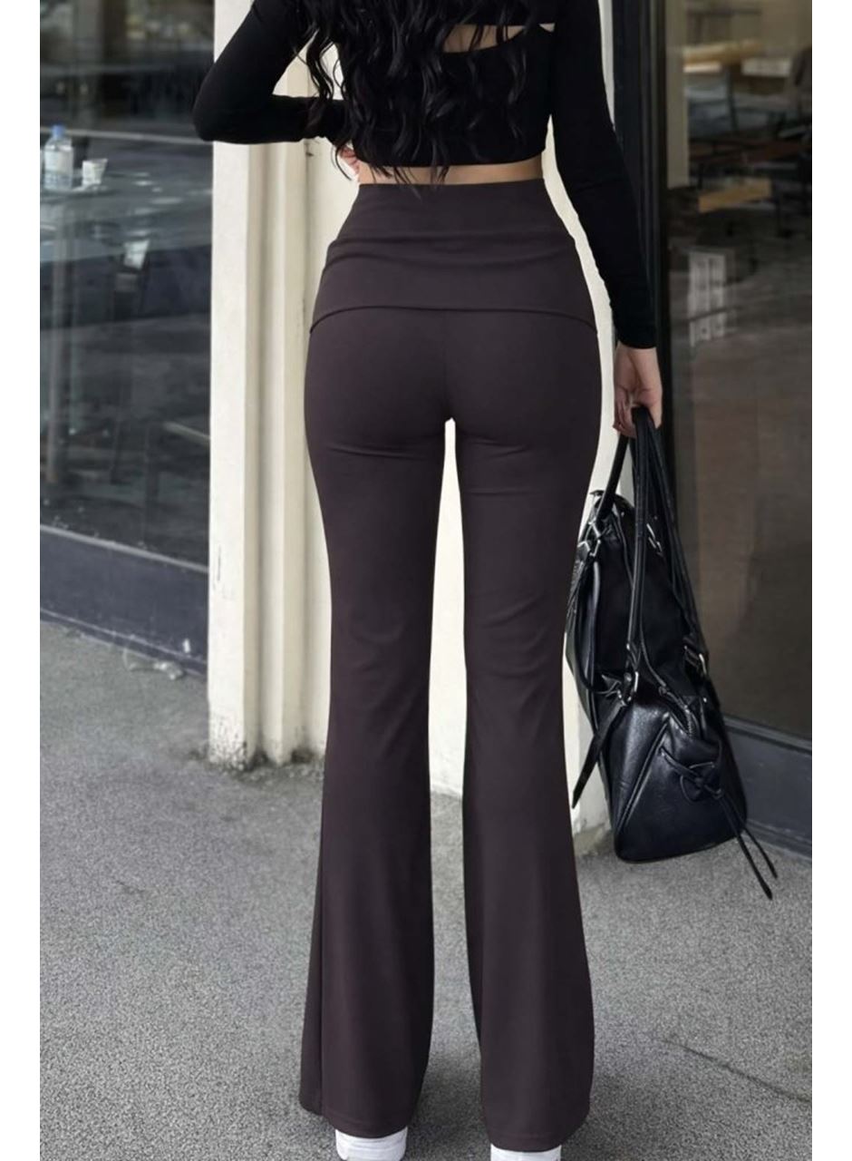 Kadın Geniş Korsaj Bel Detaylı Paçaya Doğru Geniş Yüksek Bel Dalgıç Pantolon