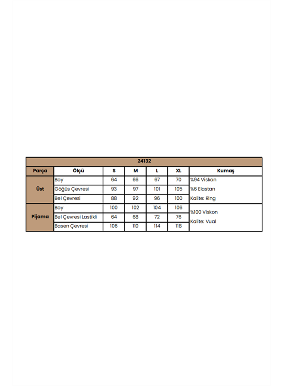 Çiçek ve Yaprak Desenli Pijama Takımı