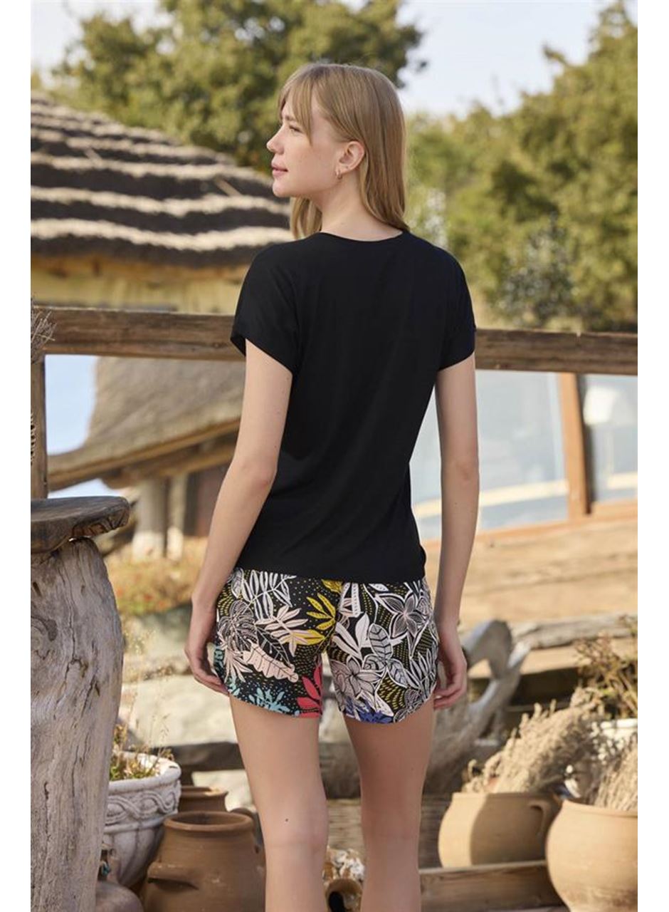 Yaprak Desenli ve Baskılı "o Segredo e se Permitir Florescer" Şort Takımı