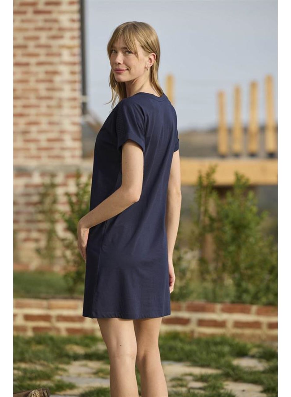 Meyve ve Yaprak Baskılı Dantelli "Feel Good" Gecelik