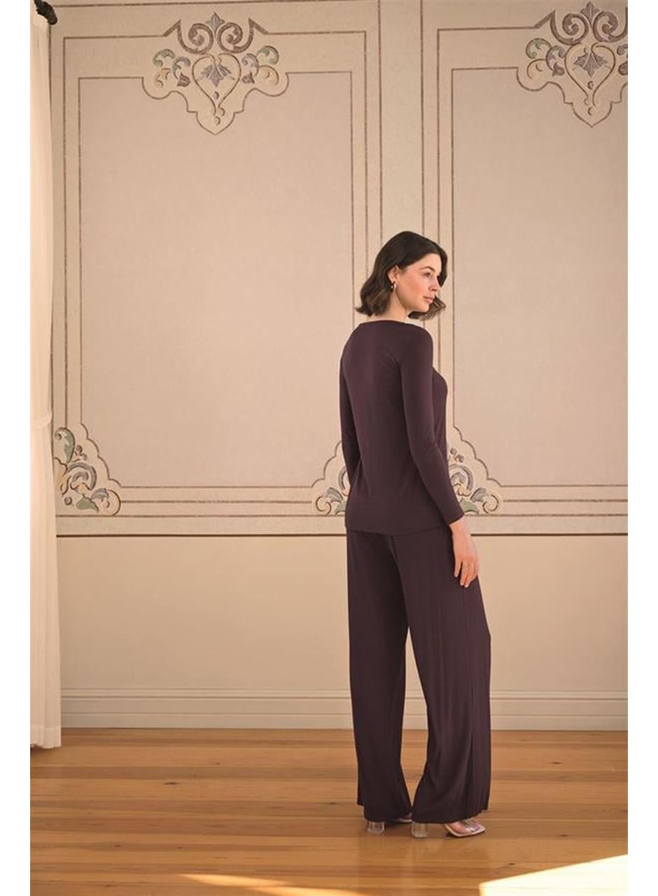 Uzun Kollu ve Dantelli Pijama Takımı