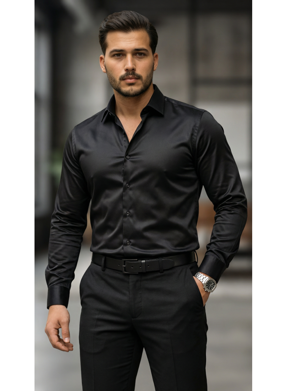 Erkek Saten Klasik Gömlek