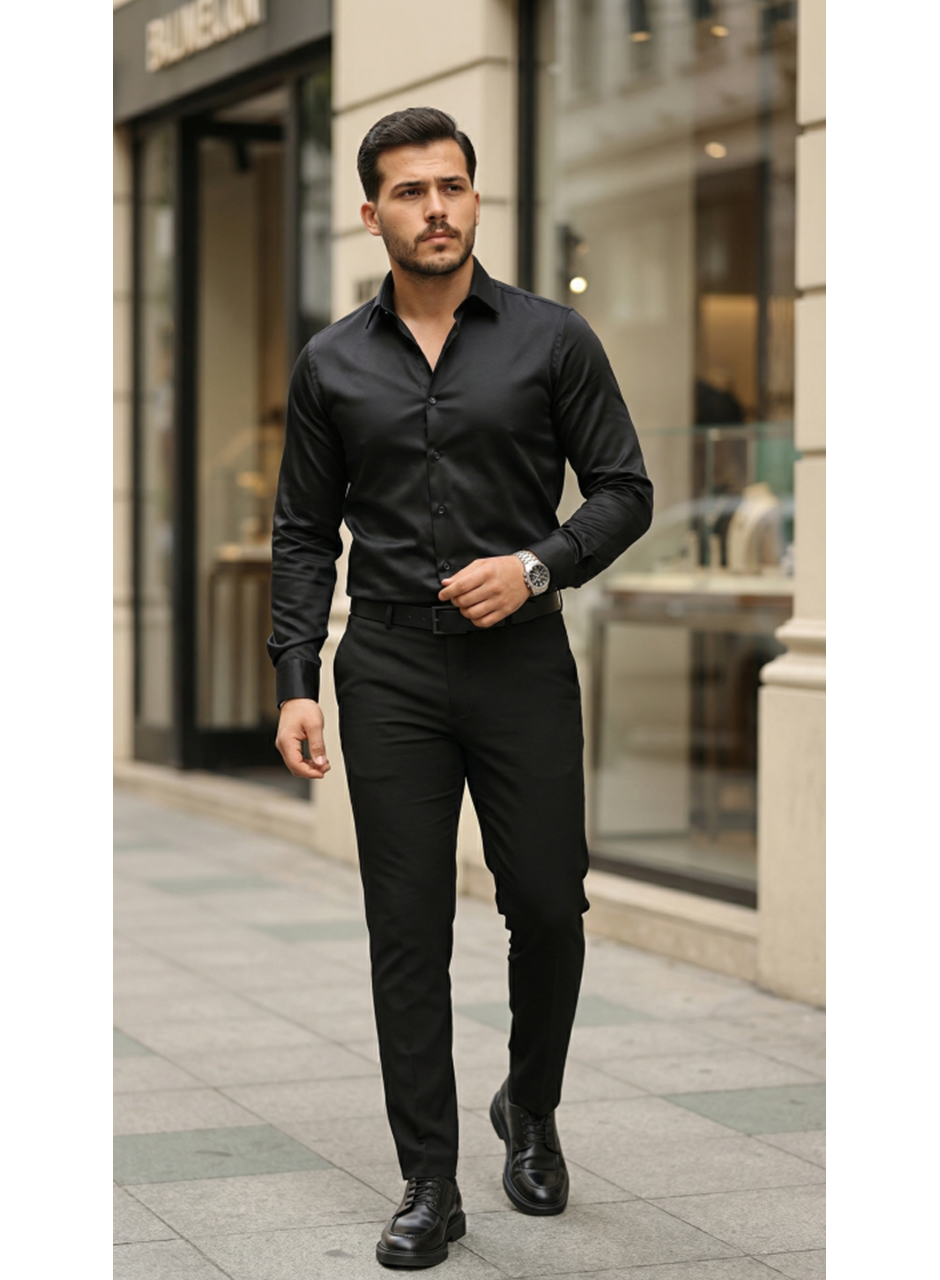 Erkek Saten Klasik Gömlek