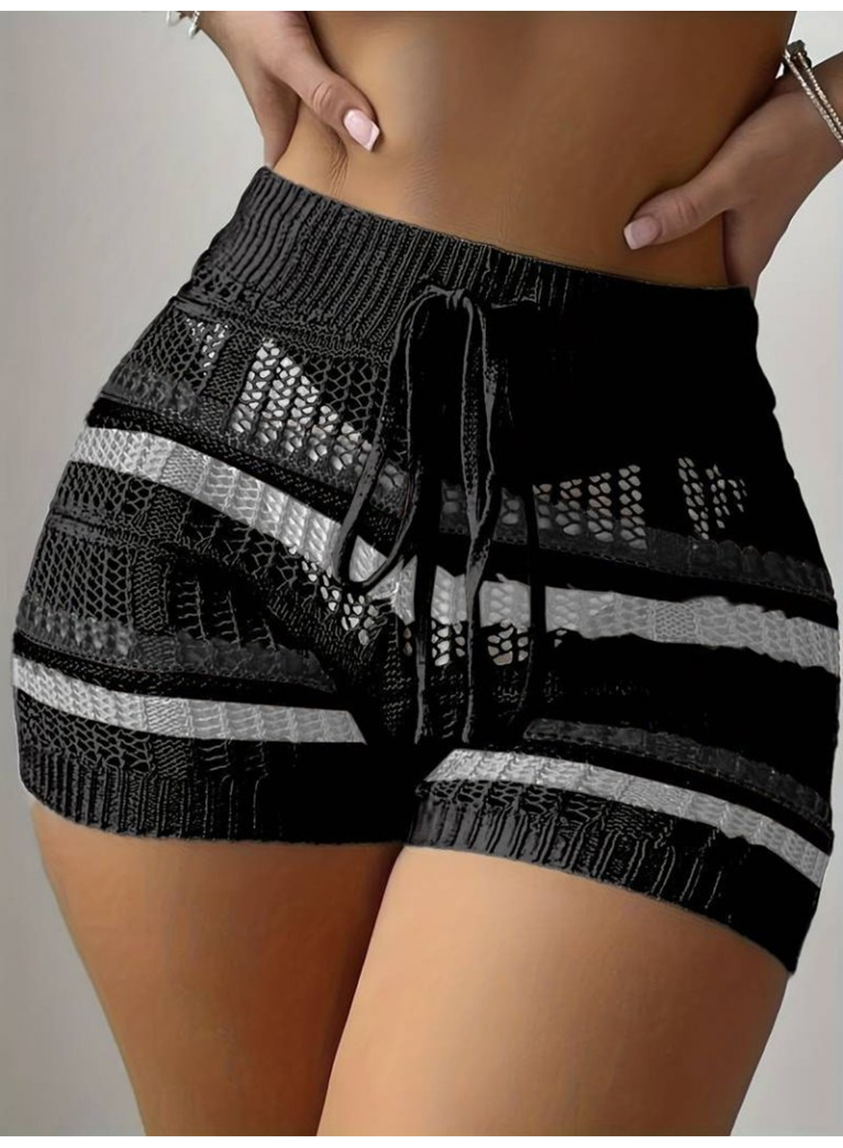 Kadın Belinden Bağlamalı Mini Triko Short