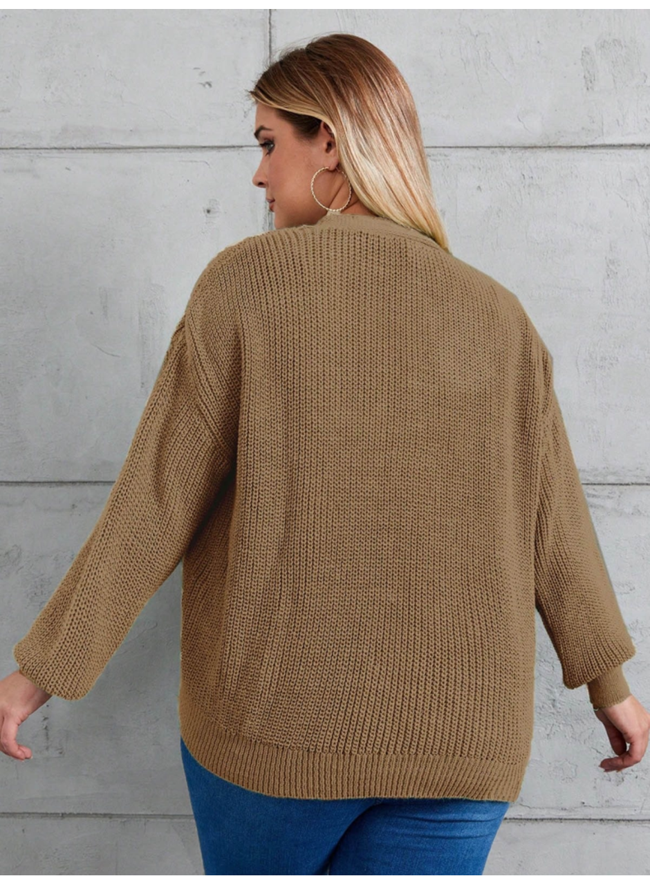 Kadın Beş Düğme Büyük Beden Triko Hırka