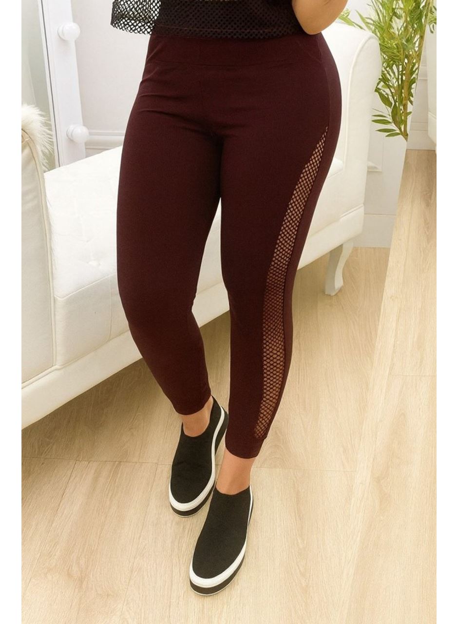 Kadın Yüksek Bel File Detaylı Dar Kesim Viskon Iki Iplik Pantolon