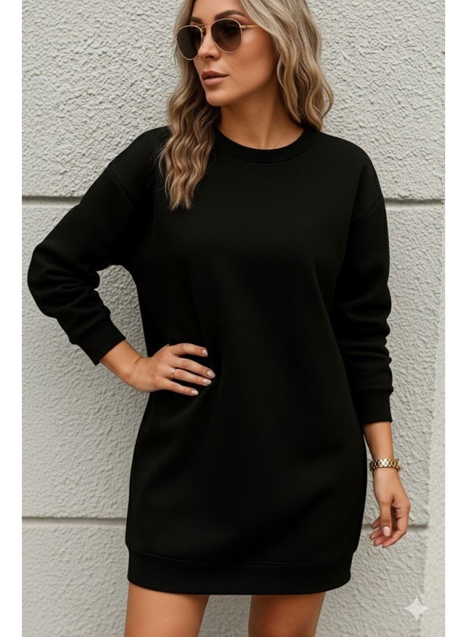 Kadın Uzun Kollu Bisiklet Yaka Iki Iplik Elbise