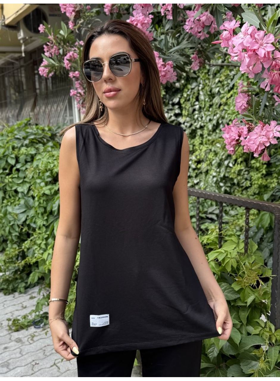 Kadın Askılı Yuvarlak Yaka Viskon Iki Iplik Bluz Ve Eşofman Altı Ikili Takım