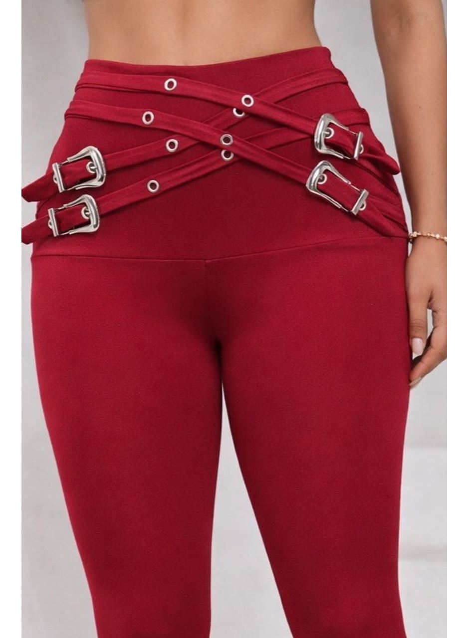 Kadın Yüksek Bel önden çapraz Kuş Göz Detaylı Dalgıç Tayt