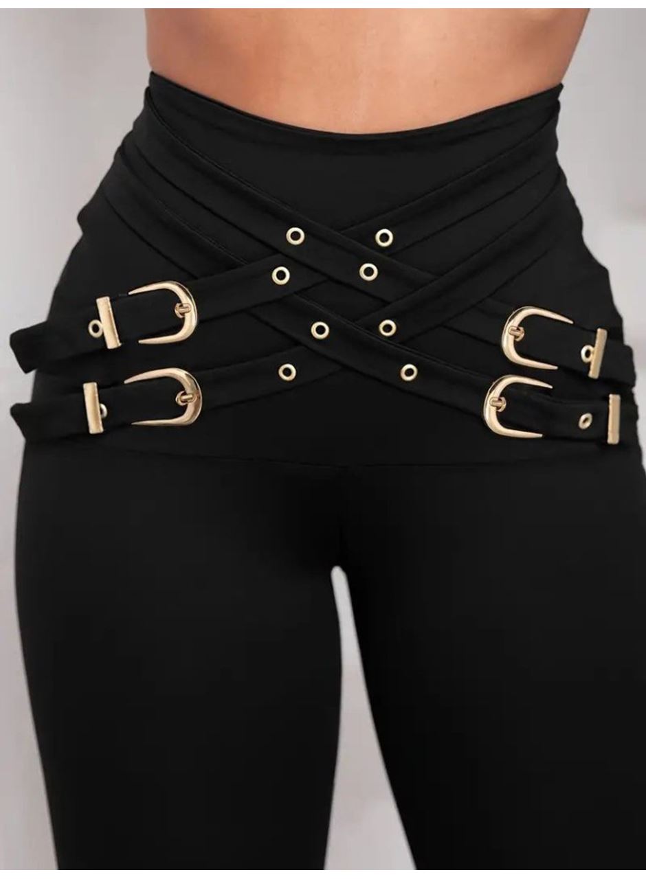 Kadın Yüksek Bel önden çapraz Kuş Göz Detaylı Dalgıç Tayt