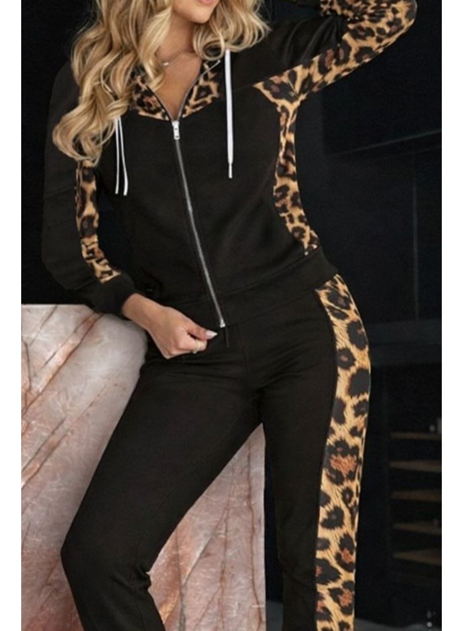 Kadın Uzun Kollu önden Fermuarlı Bağcıklı Viskon Iki Iplik Bluz Ve Pantolon Ikili Takım