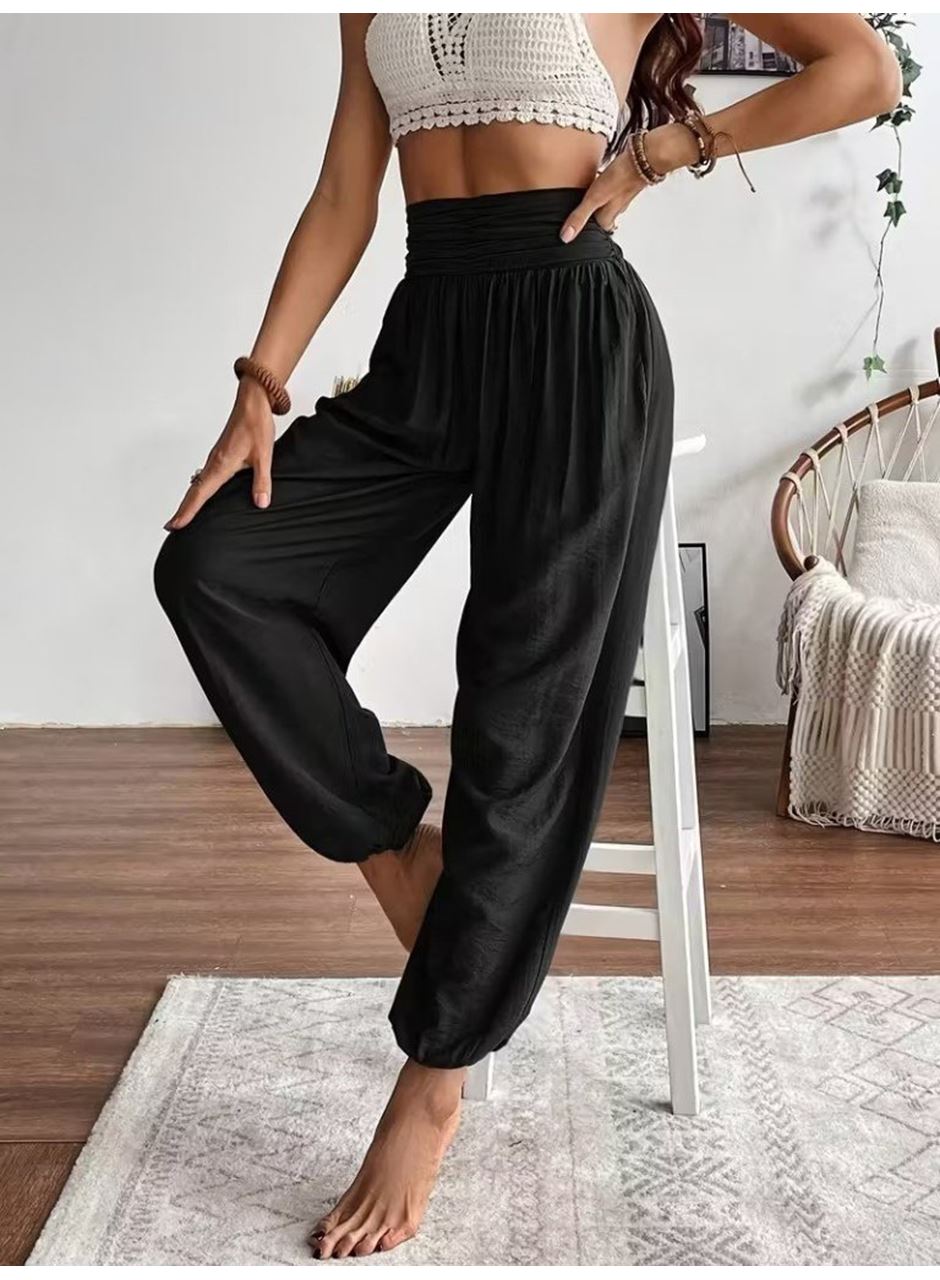 Kadın Yüksel Bel Yoğun Büzgü Detaylı Aerobin Pantolon