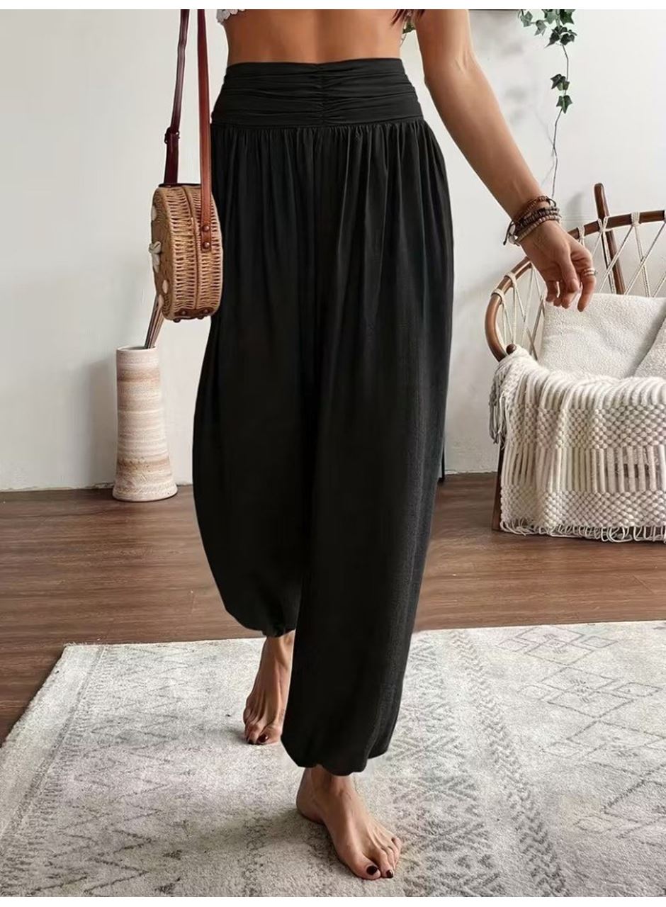 Kadın Yüksel Bel Yoğun Büzgü Detaylı Aerobin Pantolon