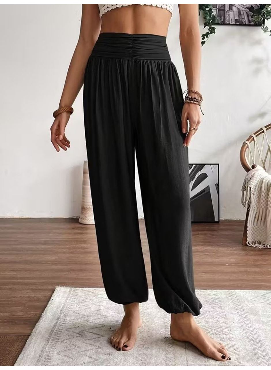 Kadın Yüksel Bel Yoğun Büzgü Detaylı Aerobin Pantolon