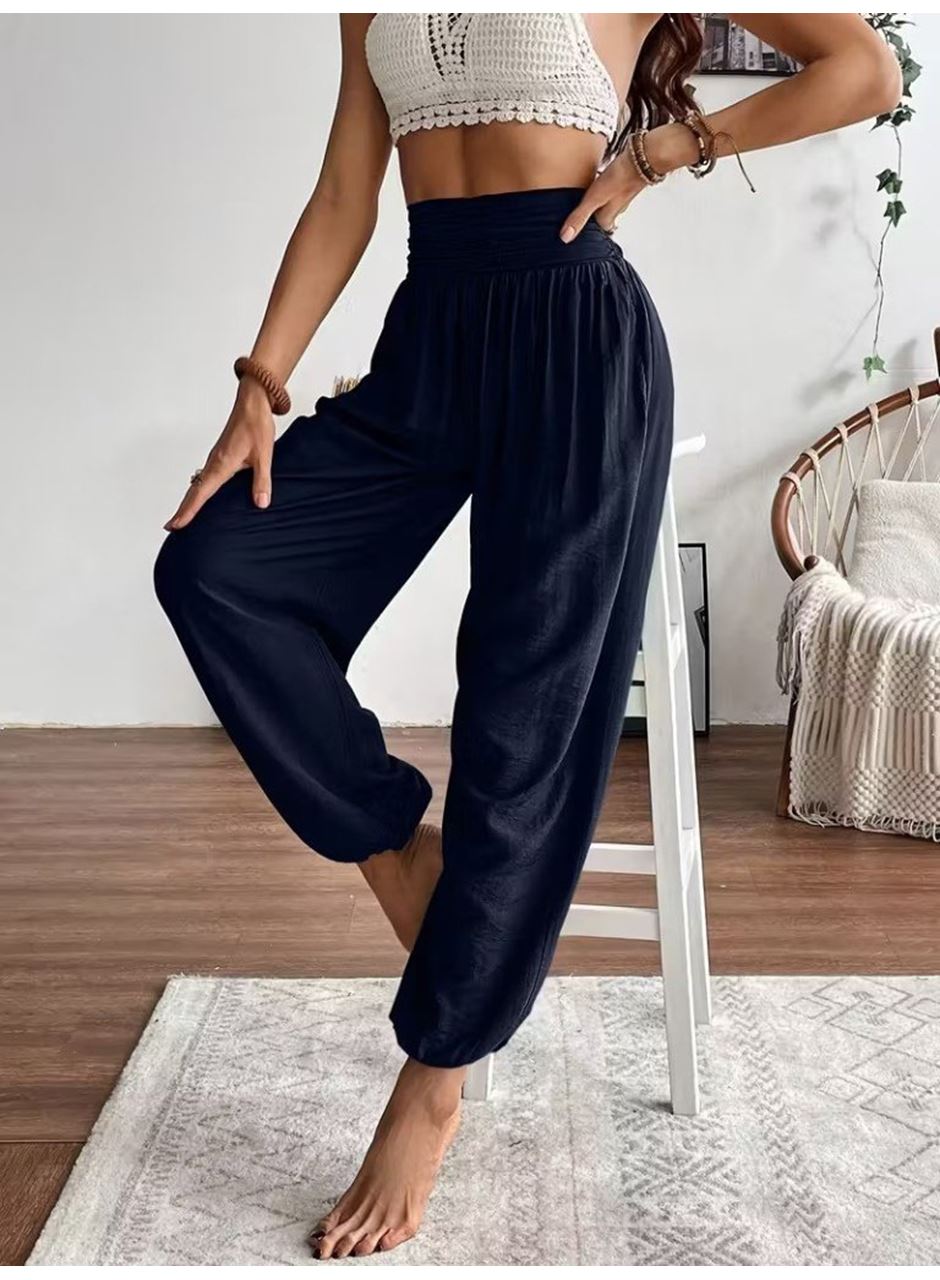 Kadın Yüksel Bel Yoğun Büzgü Detaylı Aerobin Pantolon