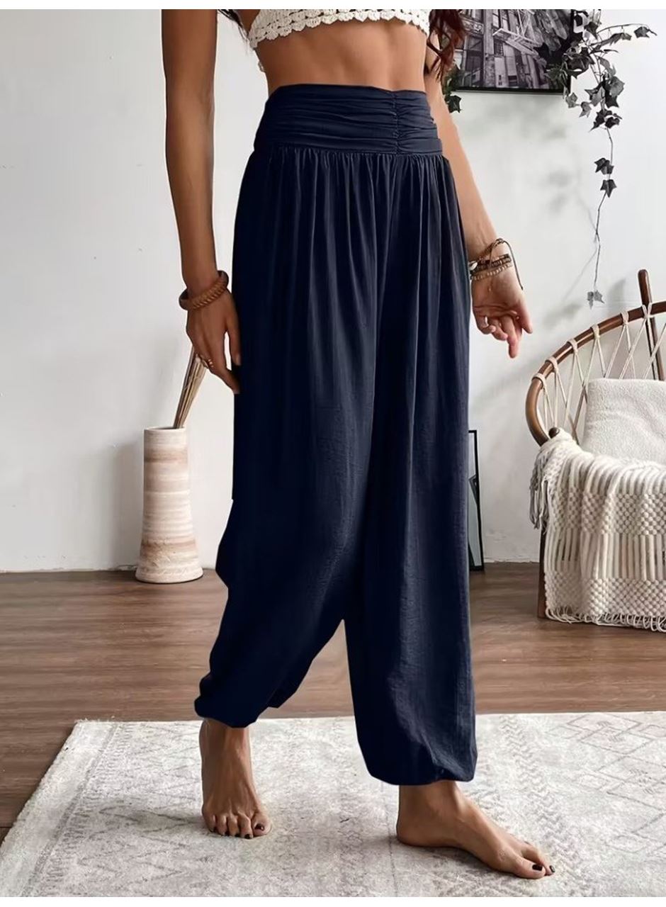 Kadın Yüksel Bel Yoğun Büzgü Detaylı Aerobin Pantolon