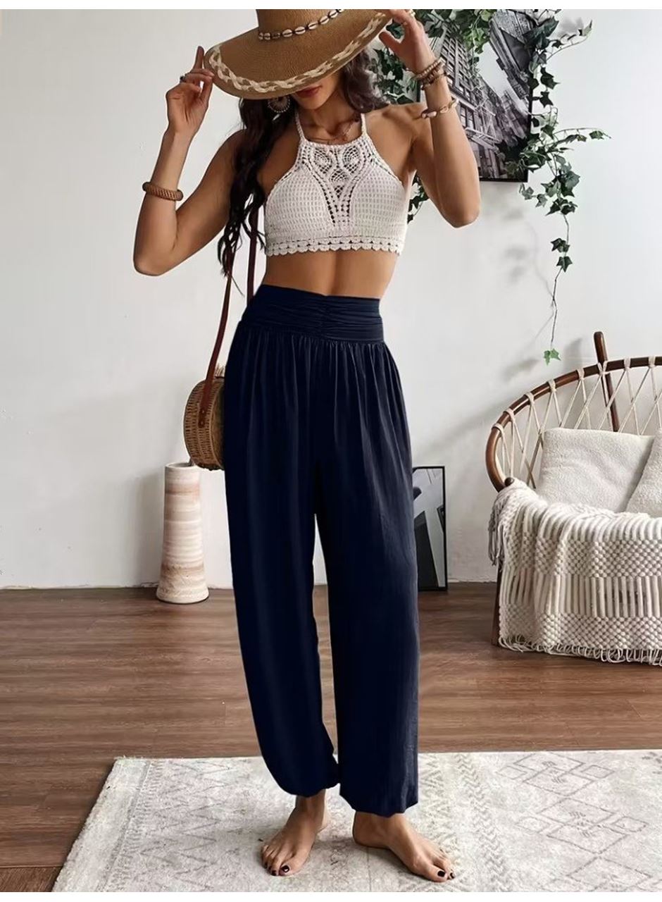 Kadın Yüksel Bel Yoğun Büzgü Detaylı Aerobin Pantolon