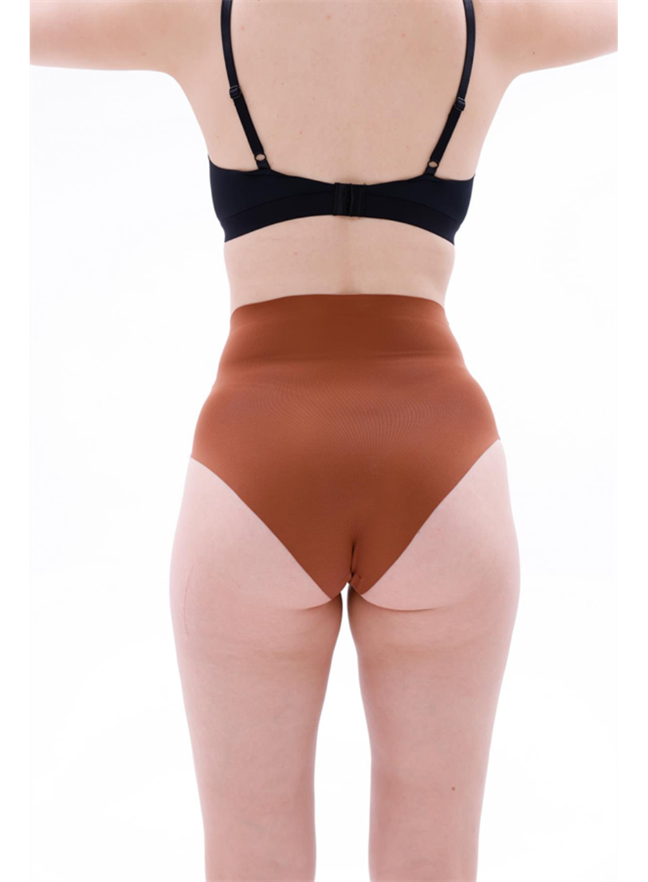 Kahverengi MI EMAY 2704 Lazer Kesim Yüksek Bel Hayalet Külot