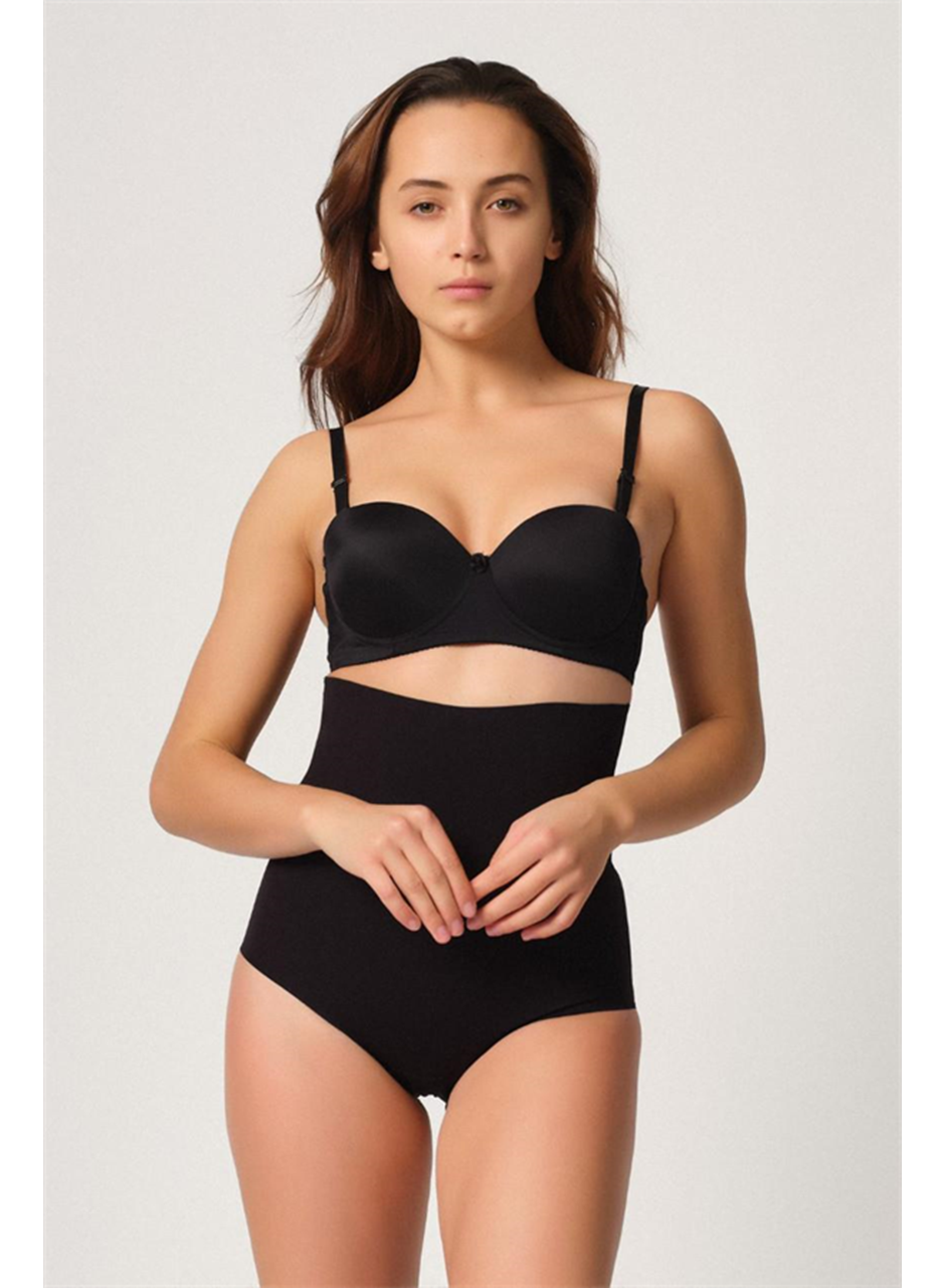 Siyah MI Emay 2708 Lazer Yüksek Bel Kesim Slip Hayalet Korse