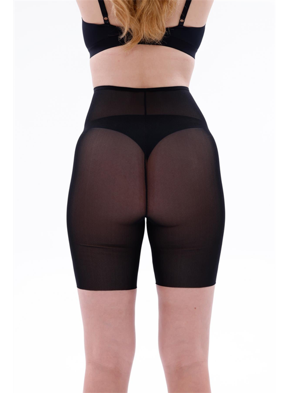 Siyah MI EMAY 2705 Lazer Tül Toparlayıcı Paçalı Boxer Hayalet Korse