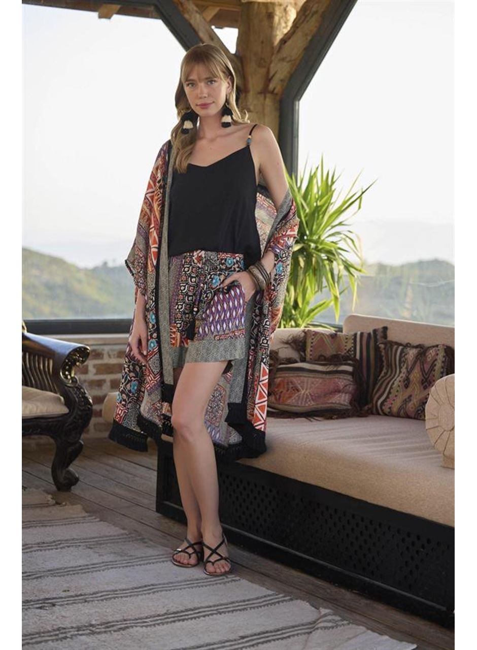 Etnik Desenli 3'lü Alt Üst Takım